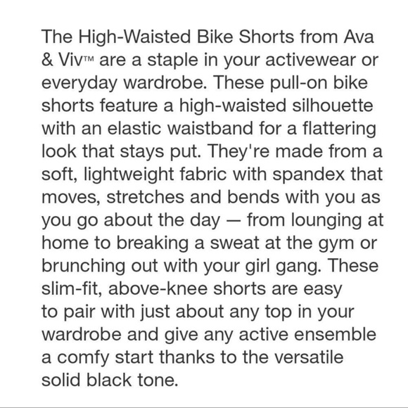 Ava & Viv Black Plus Size High-Waisted Bike Shorts | Size 4X| NWT - Picture 3 of 4